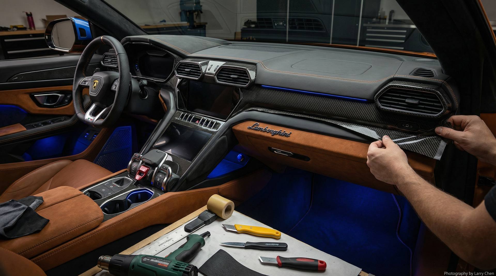 看片内饰改装视频教程-碳纤维饰板视频